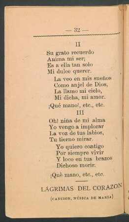 Lágrimas de corazón : (Canción, música de María)