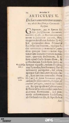 Articulus V. De Sacramentorum numero; ubi de Necessitate, ac Cæremoniis Baptismi.