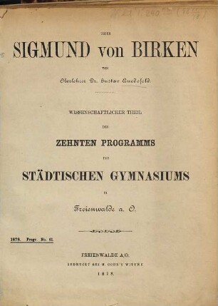 Über Sigmund von Birken
