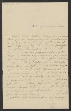 Brief an Alexander Mendelssohn : o.D. [23.11. o.J.]