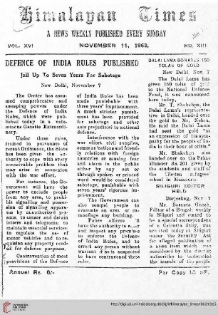 No. XIII (11 November 1962)
