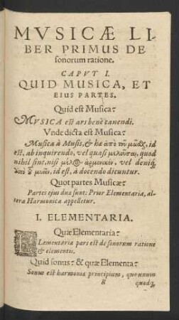 Caput I. Quid Musica, Et Eius Partes.