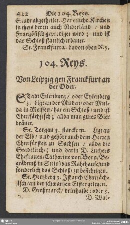 104. Reys. Von Leipzig gen Franckfurt an der Oder