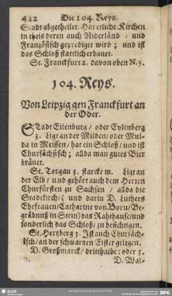 104. Reys. Von Leipzig gen Franckfurt an der Oder