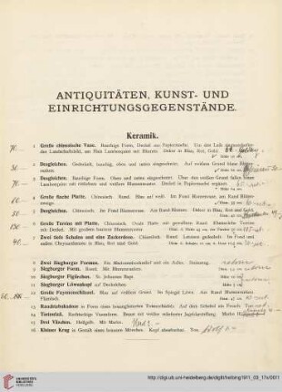 Antiquitäten, Kunst- und Einrichtungsgegenstände (Nr. 1-300)