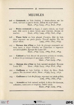 Meubles (Nr. 106-132ter)