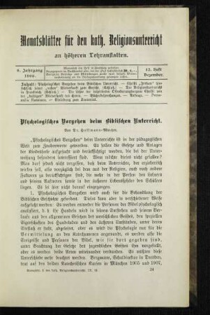 Psychologisches Vorgehen beim Biblischen Unterricht