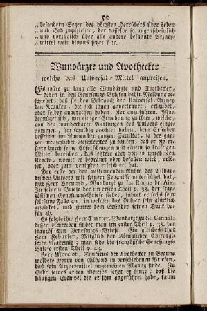 Wundärzte und Apothecker welche das Universal-Mittel anpreisen.