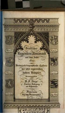 Deutscher Regenten-Almanach : auf das Jahr ... ; historisch-biographische Gallerie der jetzt regierenden hohen Häupter. 2, 2. 1827