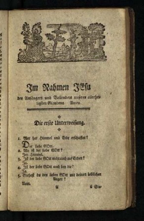 Die erste Unterweisung