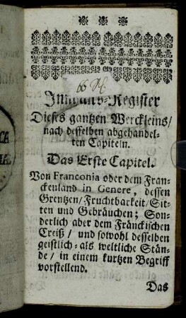 Innhalts-Register Dieses gantzen Werckleins/[...]