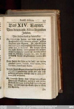 Das XIV. Capitel. Von denen um Africa liegenden Insulen.
