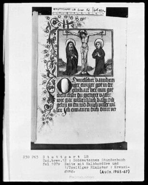 Deutsches Gebetbuch (Waldburg-Gebetbuch) — Kreuzigung, Folio 107verso