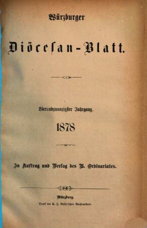 Würzburger Diözesanblatt : amtliches Verordnungsblatt der Diözese Würzburg. 24. 1878