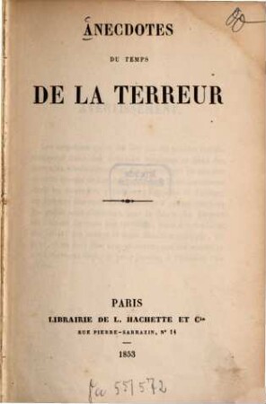 Anecdotes du temps de la Terreur