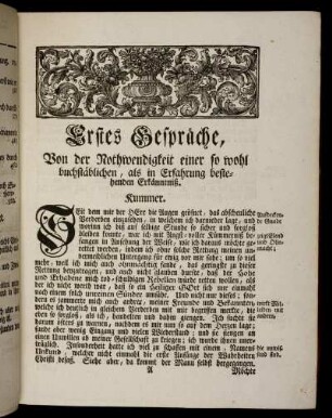Erstes Gespräche, Von der Nothwendigkeit einer so wohl buchstäblichen, als in Erfahrung bestehenden Erkänntniß.