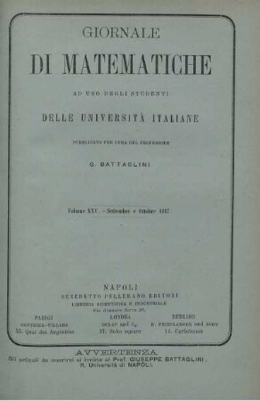 Volume XXV. - Settembre e Ottobre 1887.