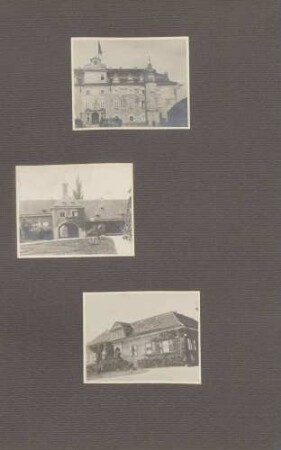 oben: Hauptschloss Baden-Baden vom Innenhof aus gesehen Mitte: Blick von Westen auf das Neue Schloss Baden-Baden unten: Kavaliershaus im Innenhof des Neuen Schlosses Baden-Baden