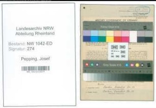 Entnazifizierung Josef Pepping , geb. 23.01.1902 (Lehrer)