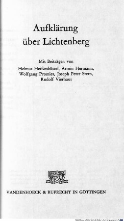 Aufklärung über Lichtenberg