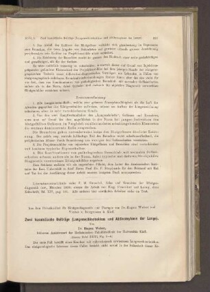 Zwei kasuistische Beiträge (Lungenechinokokkus und Aktinomykose der Lunge).