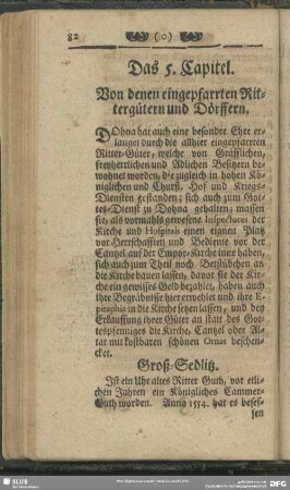 Das 5. Capitel. Von denen eingepfarrten Rittergütern und Dörffern