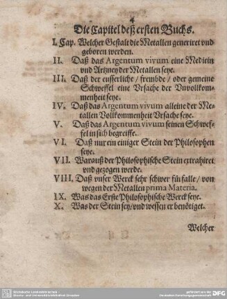 Die Capitel deß ersten Buchs.