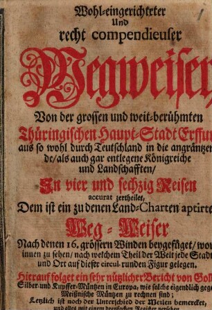 Wohl- eingerichteter Wegweiser von Erffurt