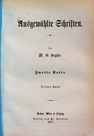 Ausgewählte Schriften, 3.
