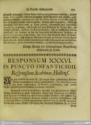 Responsum XXXVI. In Puncto Infanticidii