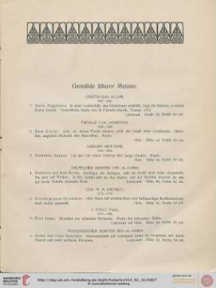 Gemälde älterer Meister (Nr. 1-47)