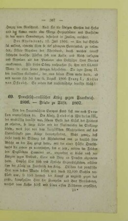 69. Preußisch-russischer Krieg gegen Frankreich. 1806. - Friede zu Tilsit. 1807