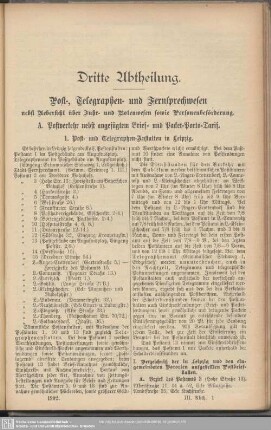 A. Postverkehr nebst angefügtem Brief- und Packet-Porto-Tarif