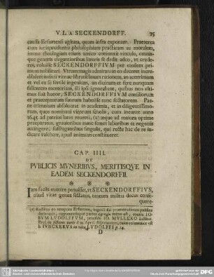 Cap. IIII. De Publicis Muneribus, Meritisque In Eadem Seckendorffii