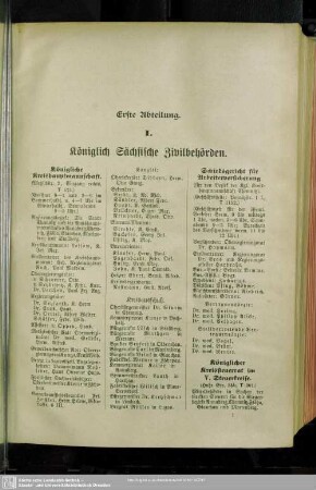 I. Königlich Sächsische Zivilbehörden