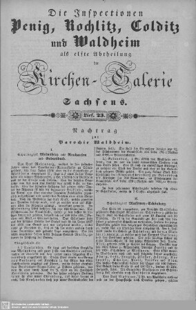 Nachtrag zur Parochie Waldheim, Burgstädt : 23. Lieferung