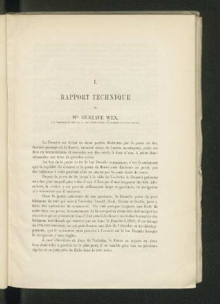 I. Rapport technique