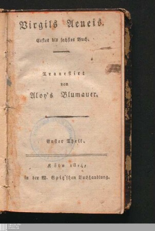 Erster Theil: Erstes bis sechstes Buch