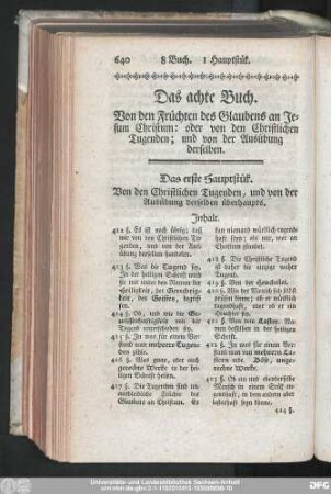 Das erste Hauptstük. Von den Christlichen Tugenden, und von der Ausübung derselben überhaupts.