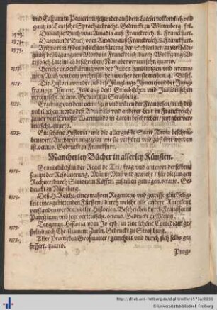 Mancherley Bücher in allerley Künsten.