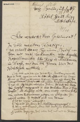Brief an Ludwig Strecker <senior> an B. Schott's Söhne : 29.11.1907
