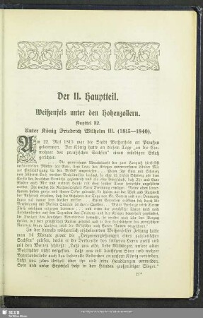 Der II. Hauptteil: Weißenfels unter den Hohenzollern