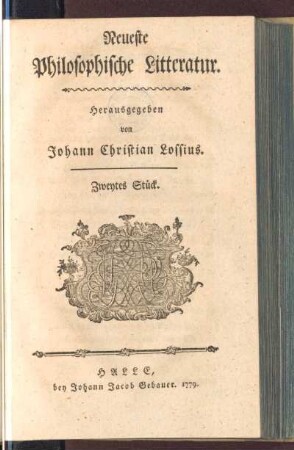 2.1779: Neueste philosophische Litteratur, 2.1779