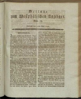 Beilage zum Westphälischen Anzeiger. Nro 18.