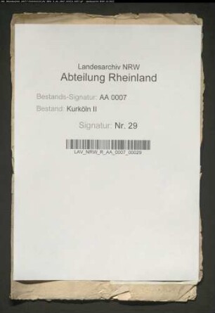 Nachlass des Erzbischofs Max Heinrich; Forderungen des Landrentmeisters Tondorf
