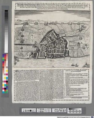 Warhaffter vnd in Grundgelegter Abriß der Kays. Reichsstatt Vberlingen am Bodensee gelegen welche durch grobes schandtliches vbersehen vnd Vnfürsichtigkeit selbiger Burgerschafft den 30. Januarij Anno 1643 In die Händ der Frantzosen gerahten : hernach aber den 20. Januarij diß Anno 1644 Jahrs von der ChurBayrischen ReichsArmada durch Ihr Exell. Herrn Feldzeugmaister Merßi widerumb (vnd wie vor Augen zusehen) mit Schantzen vnd Reduten ploquiert vnd vmbringt worden