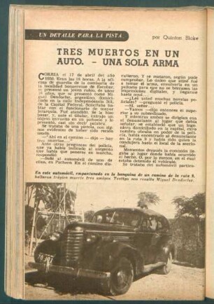 Tres muertos en un auto - Una sola arma : Un detalle para la pista