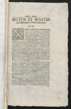 Rector Et Senatus Academiae Tubingensis Civ. Sal.