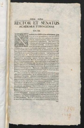 Rector Et Senatus Academiae Tubingensis Civ. Sal.