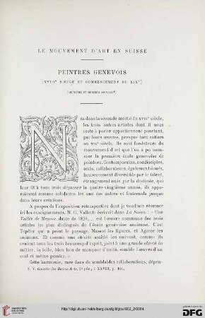 3. Pér. 28.1902: Peintres genevois (XVIIIe siècle et commencement du XIXe), 2 : le mouvement d'art en Suisse